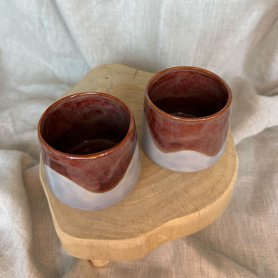 Koffiekop Naya (set van 2) - Wijnrood/Blauw