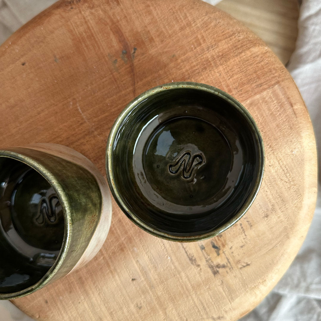 Koffiekop Naya (set van 2) - Groen/Zand