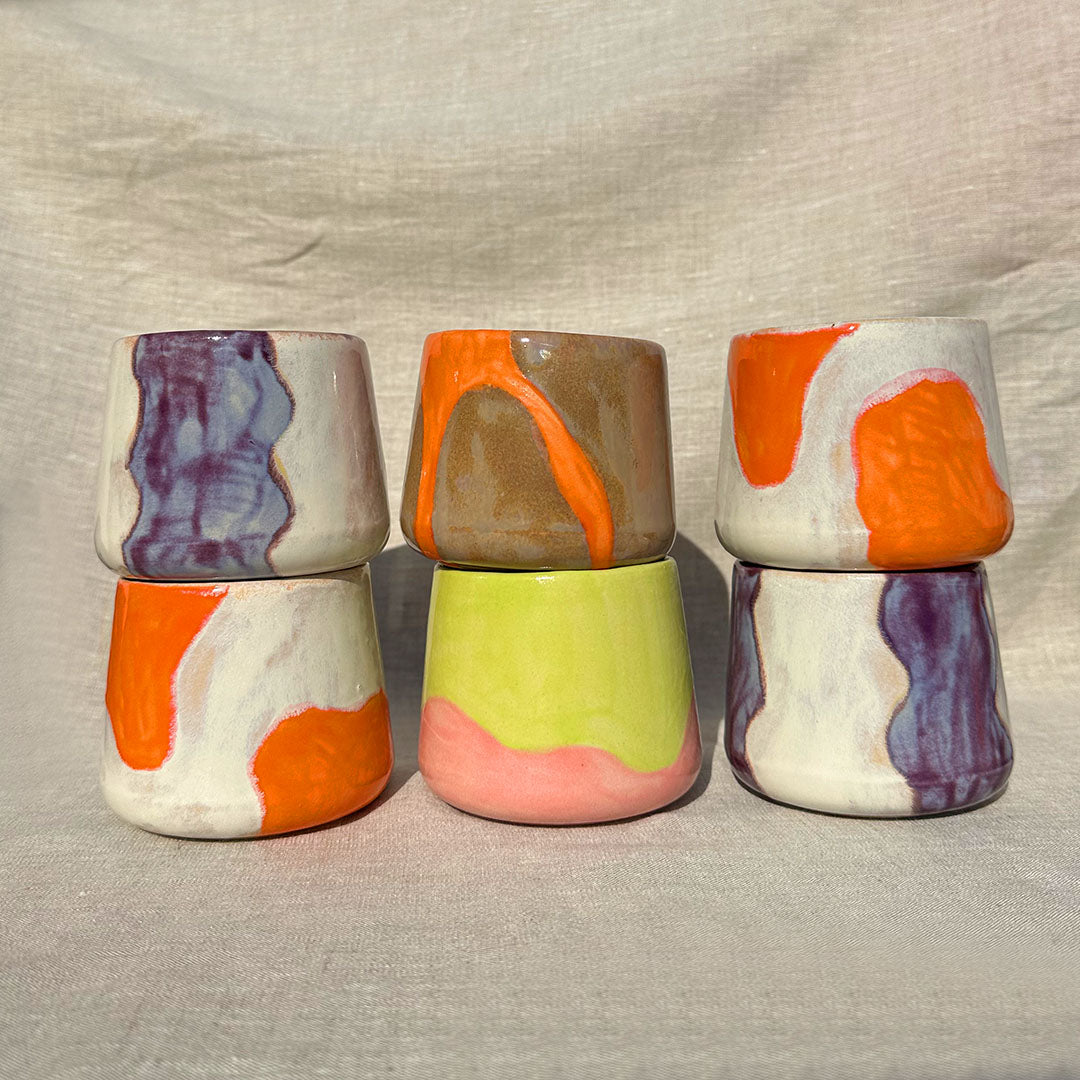 Koffiekop Mawimbi - Paars/Wit