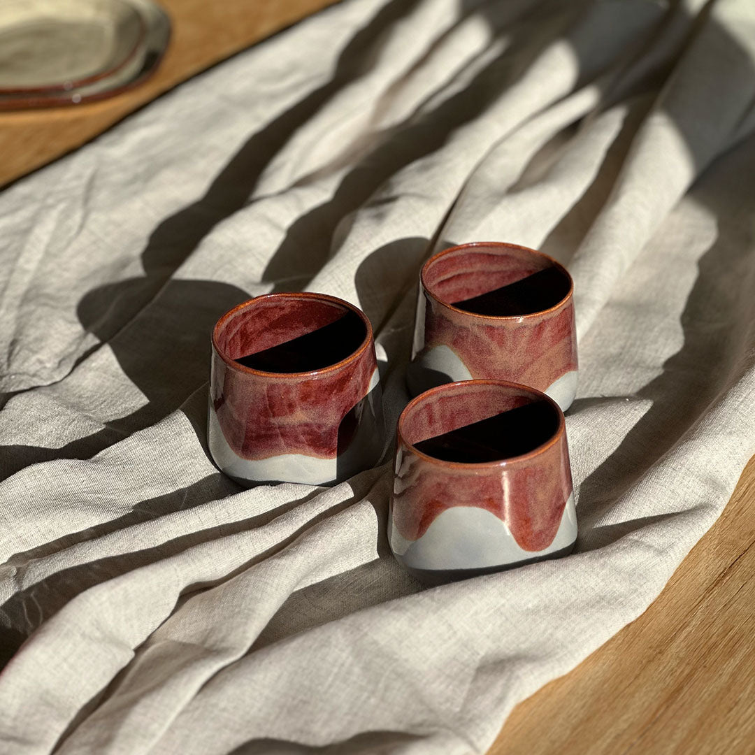 Koffiekop Naya (set van 2) - Wijnrood/Blauw