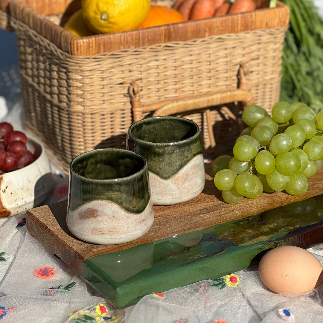 Koffiekop Naya (set van 2) - Groen/Zand
