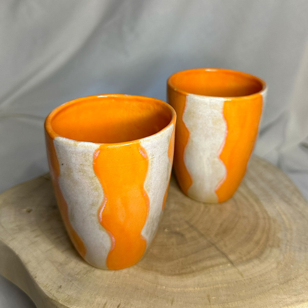 Mio kopje (set van 2) | Oranje/Beige