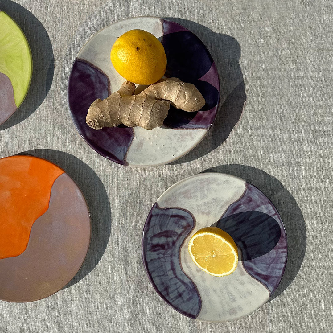 Ontbijtbord Mto - Paars/Wit