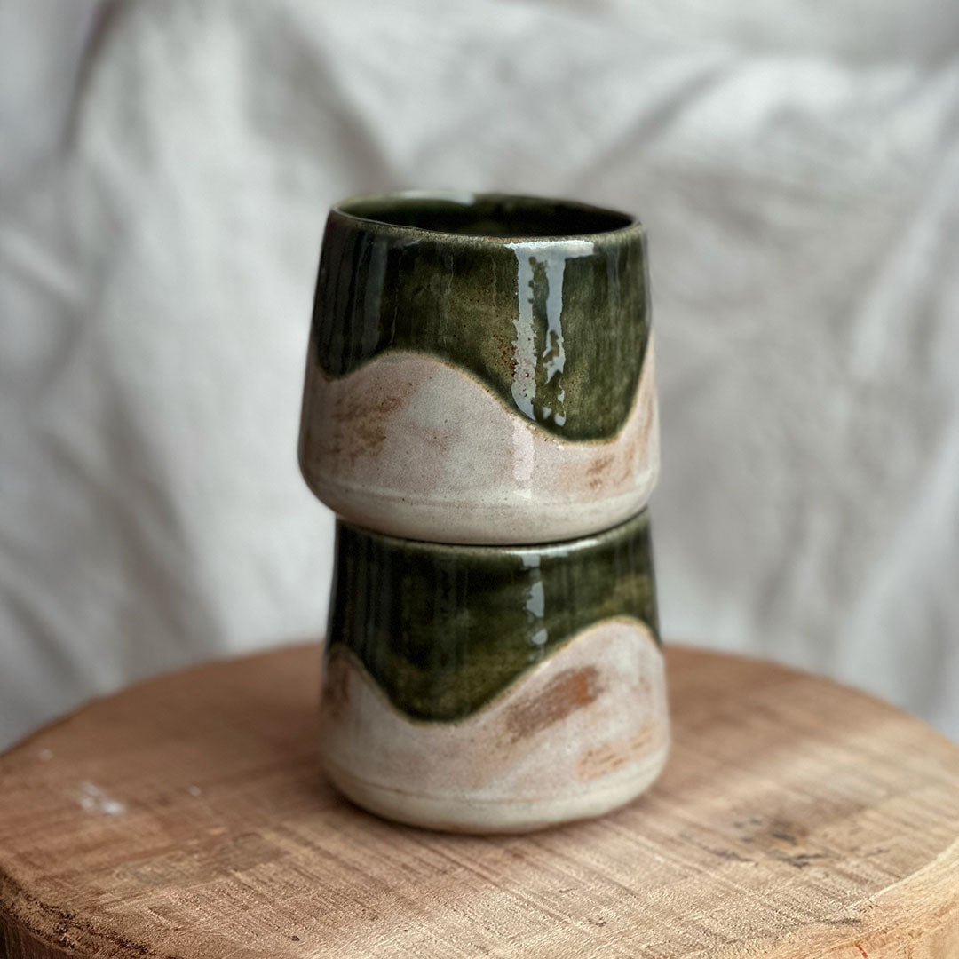 Koffiekop Naya (set van 2) - Groen/Zand