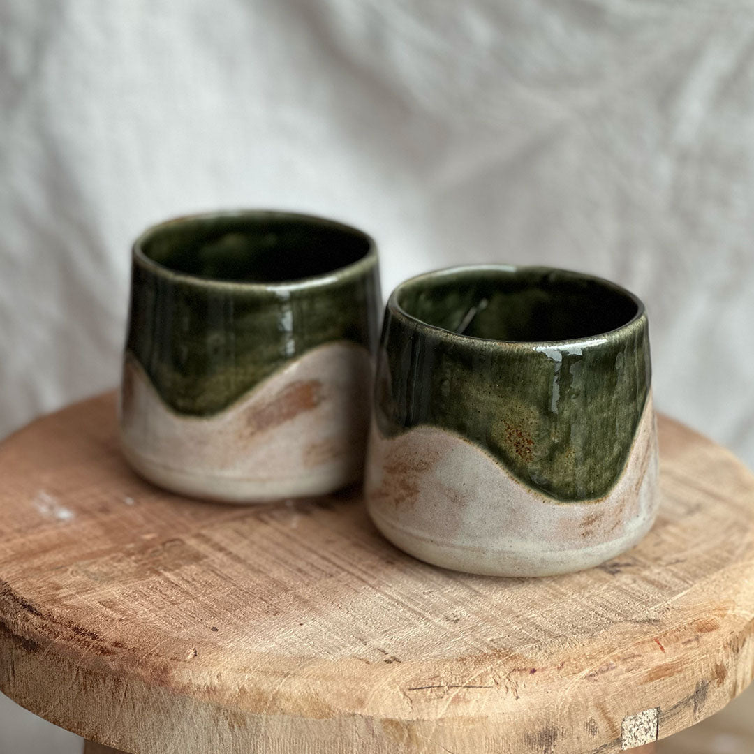 Koffiekop Naya (set van 2) - Groen/Zand